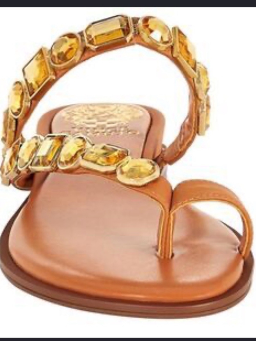 Vince Camuto Brown Sandals with Gold Gem Accents